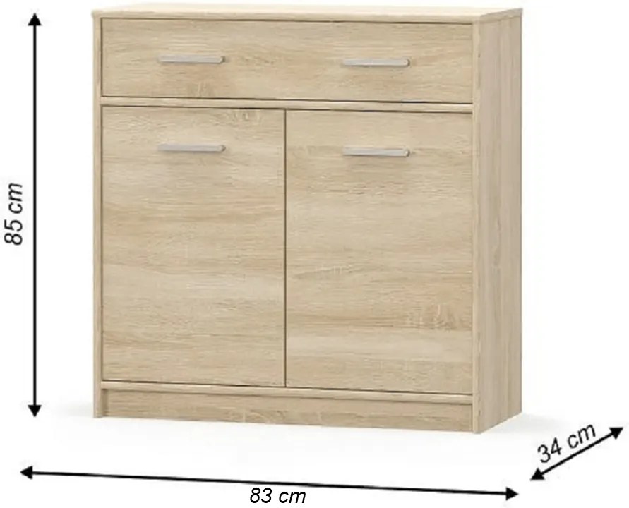 Komód 2D1S, tölgy sonoma, TEYO