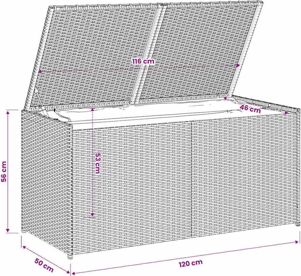 vidaXL fekete polyrattan kerti tárolóláda 283 L