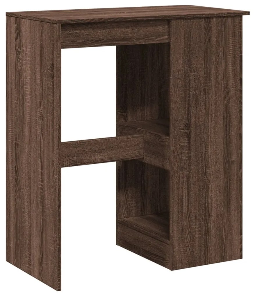 barna tölgy szerelt fa bárasztal tárolókkal 90x47,5x103,5 cm