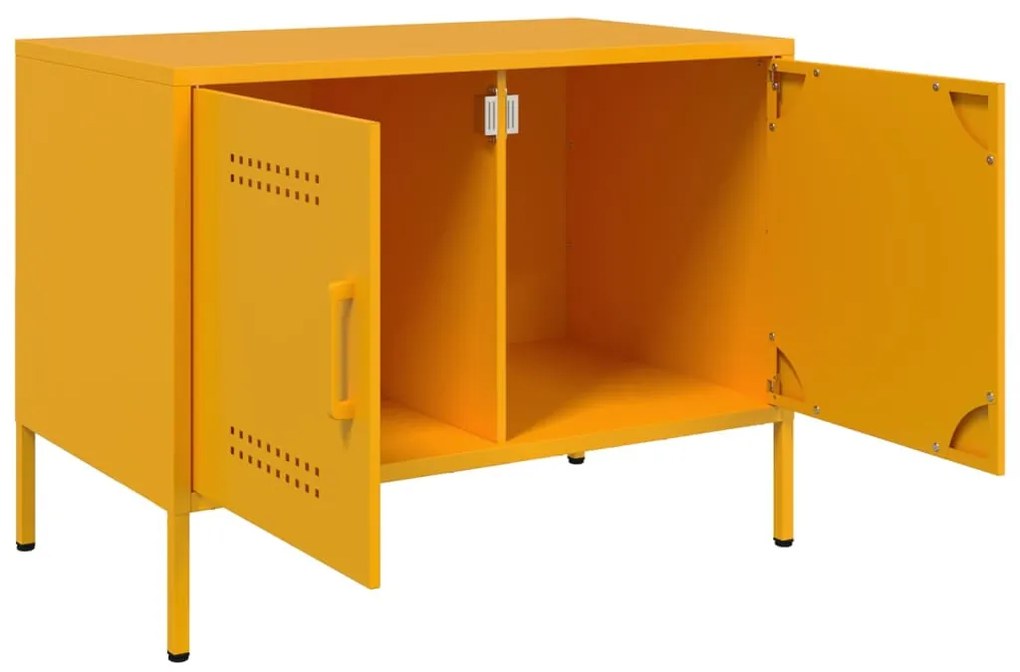 2 db mustársárga acél TV-szekrény 68 x 39 x 50,5 cm