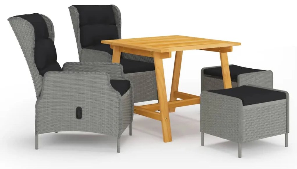 vidaXL 5 részes világosszürke kerti étkezőgarnitúra