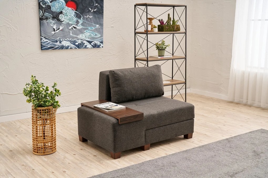 Egyzemélyes kanapéágy- Perenna Linen Balos - Antracit