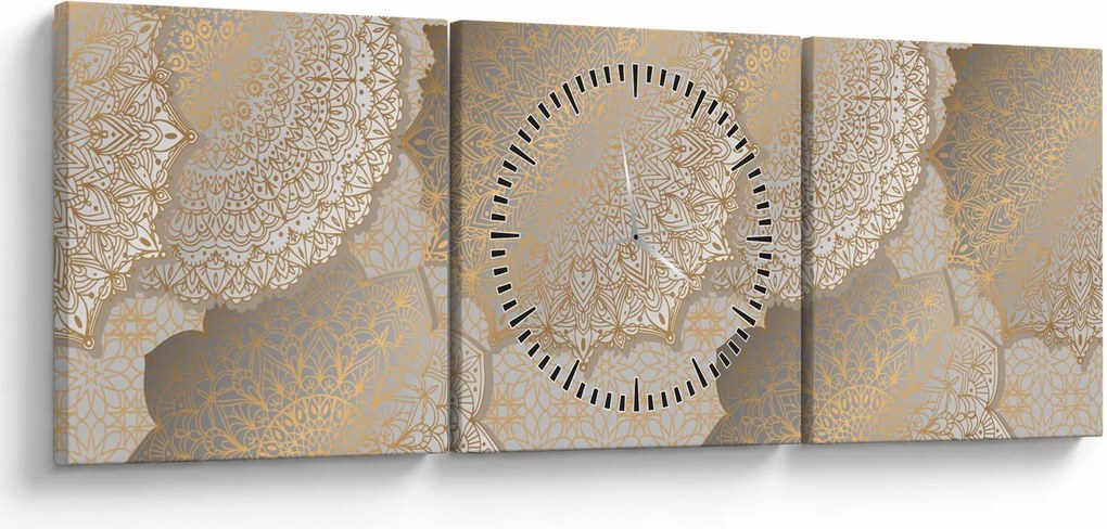 Kép - Mandalák arany tónusokban (órával) (90x30 cm)