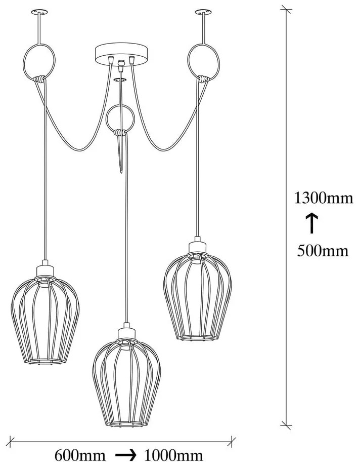 Tel Chain fekete 3 izzós függőlámpa - Opviq lights