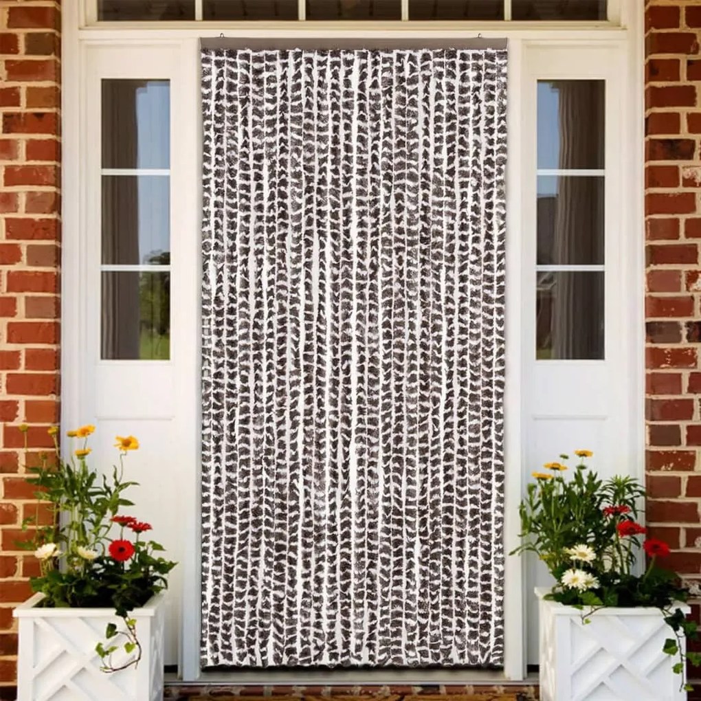 barna és fehér zsenília rovarfüggöny 100 x 220 cm
