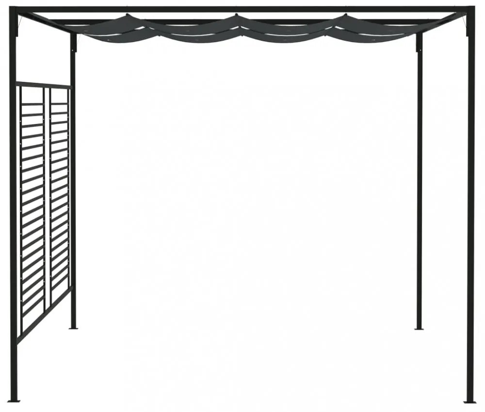 antracitszürke pavilon behúzható tetővel 3 x 4 x 2,3 m 180 g/m²