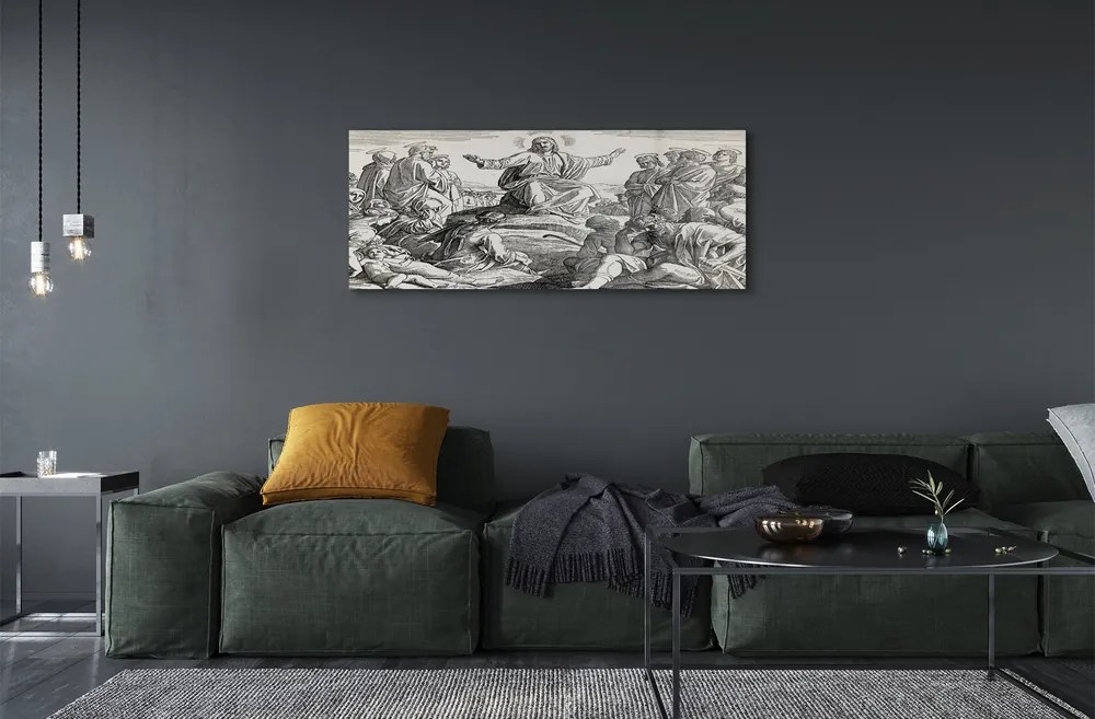 Akrilkép Jézus rajz emberek 100x50 cm