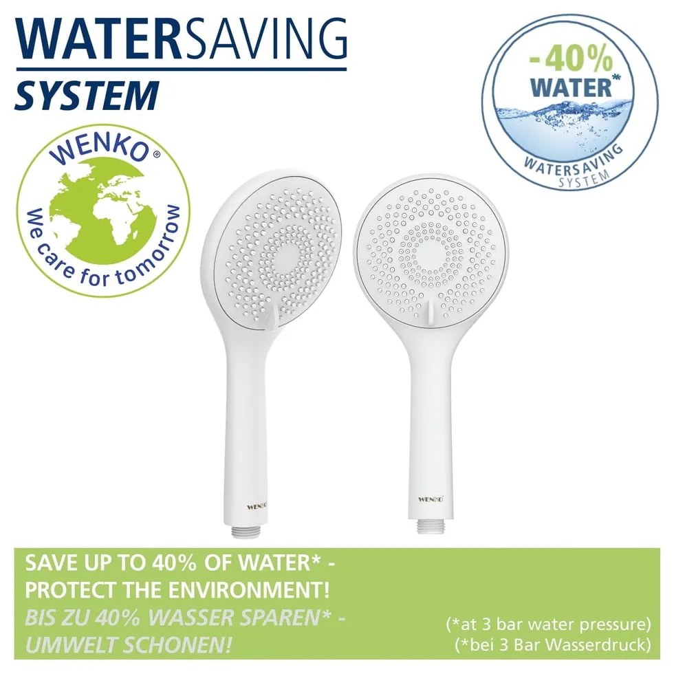 Fehér rozsdamentes acél zuhanyszett 70 cm Watersaving – Wenko