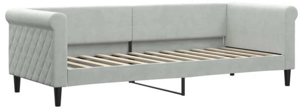 világosszürke bársony kanapéágy keret 80 x 200 cm