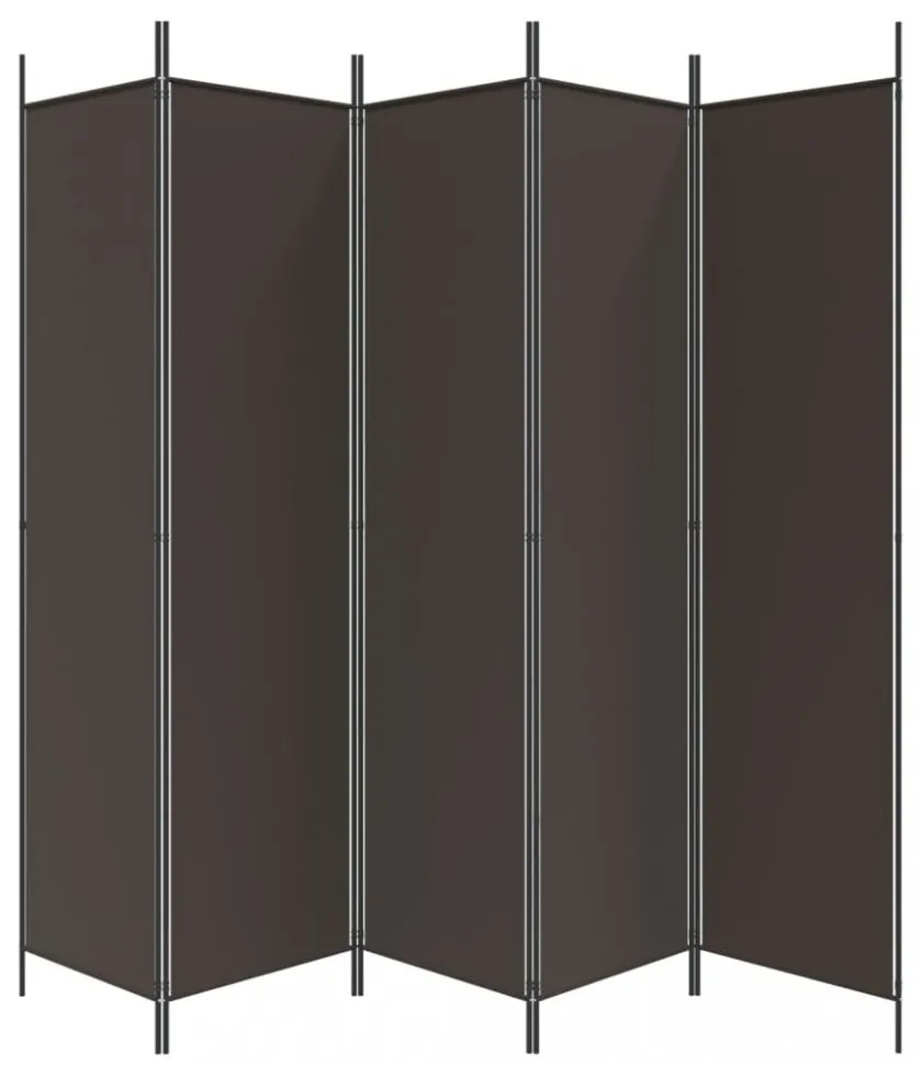 5 paneles barna szövet paraván 250x200 cm
