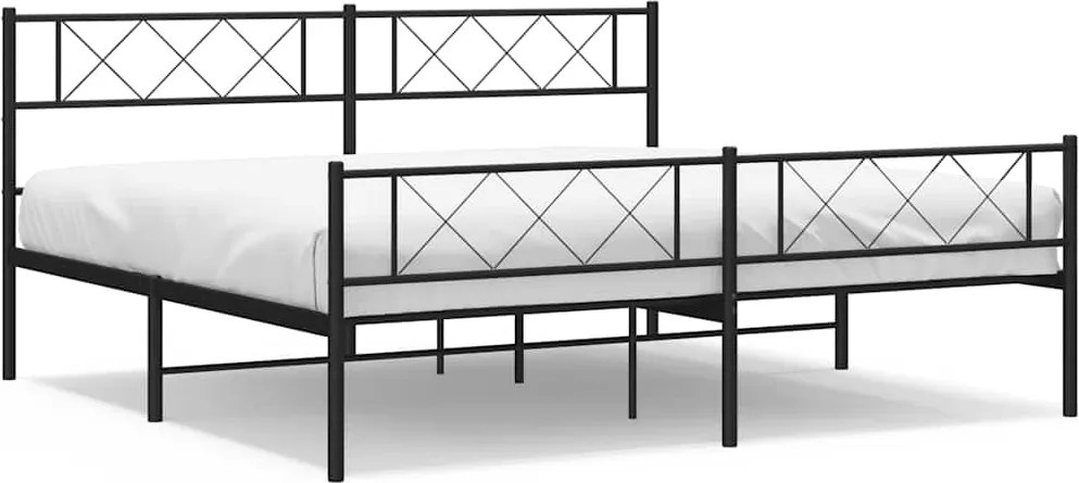 vidaXL fekete fém ágykeret fej- és lábtámlával 193 x 203 cm