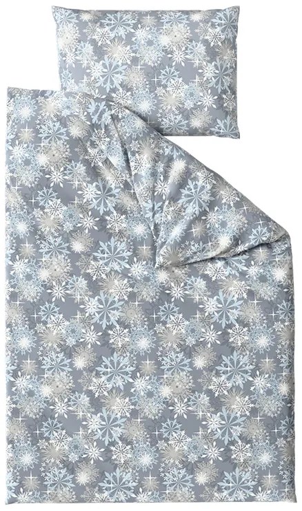 SNOWFLAKE kékesszürke mikroszálas flanel ágyneműhuzat Ágyneműhuzat mérete: 2 db 70 x 90 cm | 200 x 220 cm
