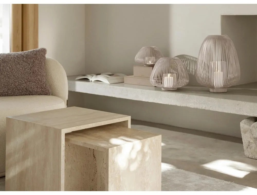 Bézs fedeles dekoratív műbőr tárolódoboz szett 2 db-os 40x30x11 cm Sahla – Blomus