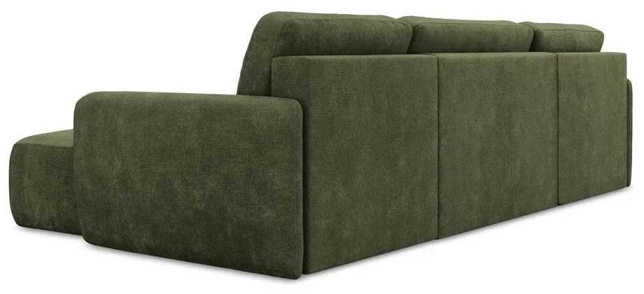 Zöld zsenília kinyitható-tárolóhelyes sarokkanapé (U alakú) Lilo – Makamii