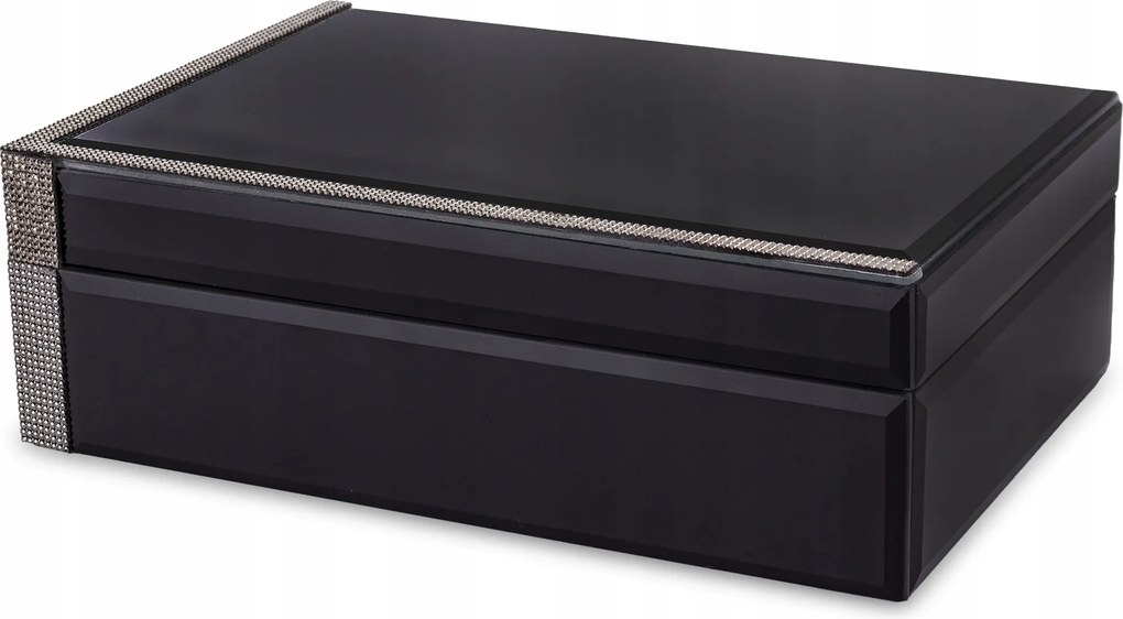 Üveg Ékszerdoboz Fekete Glamour Kristályokkal