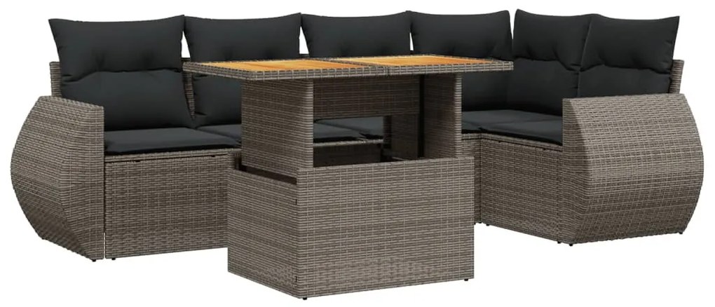 6 részes szürke polyrattan kerti ülőgarnitúra párnákkal