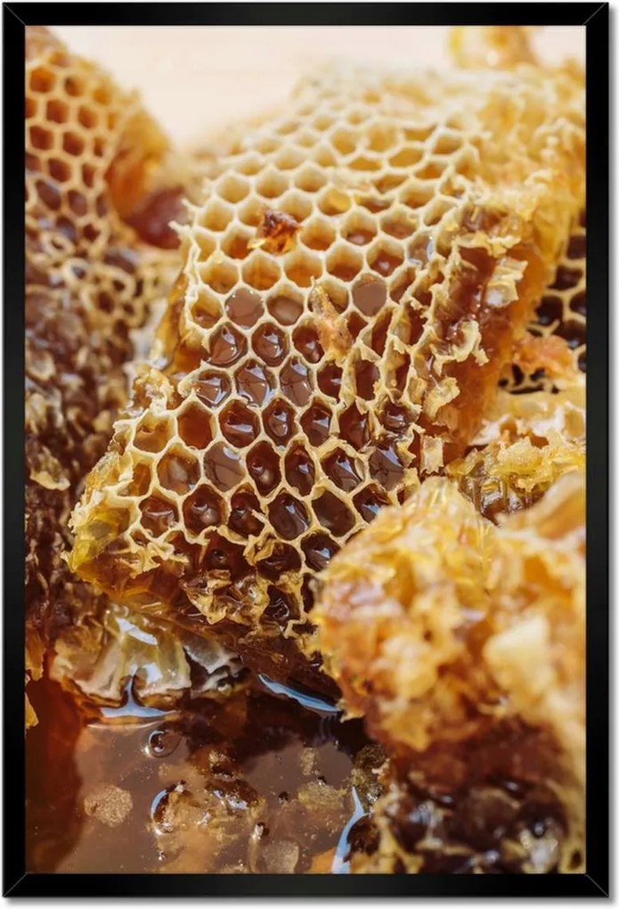 Poszter keretben 40x60 Sárga méhsejt