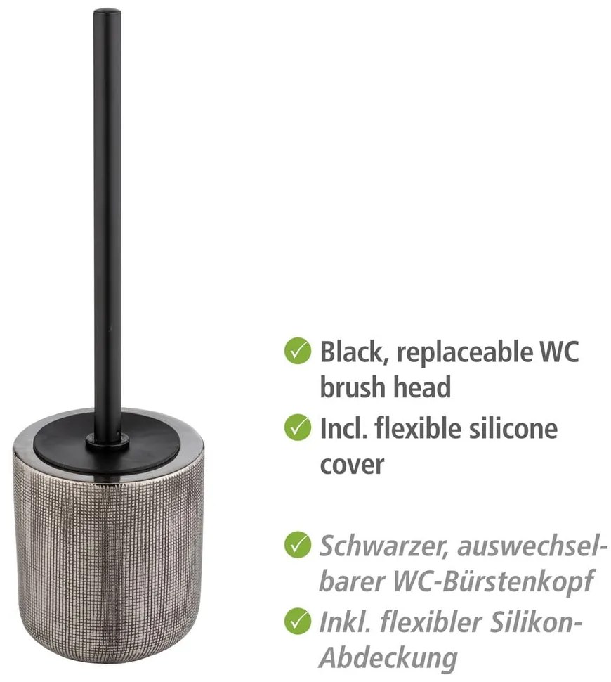 Ezüstszínű kerámia WC-kefe Rivara – Wenko