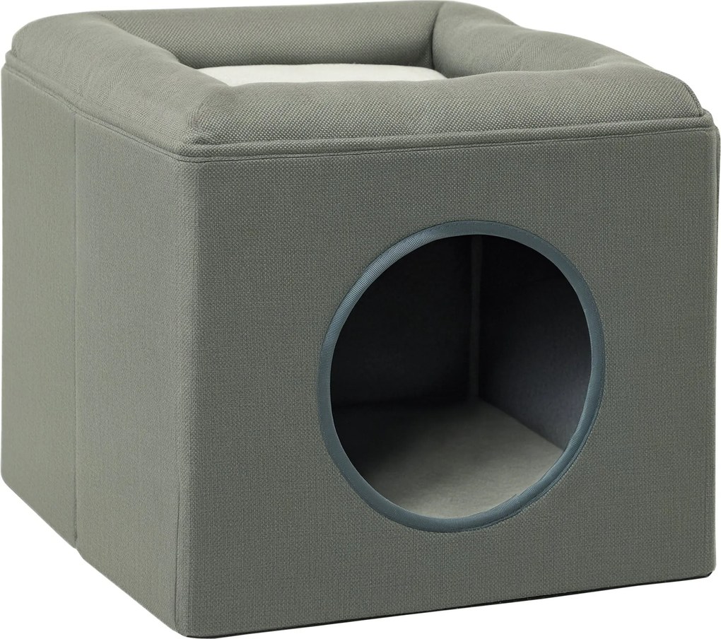 PawHut Macska Barlang Macska Ház 2 Szinttel, Macska Ágy Párnával, Macska Ház 5 kg-ig, 36.5 x 36.5 x 33 cm, Zöld | Aosom