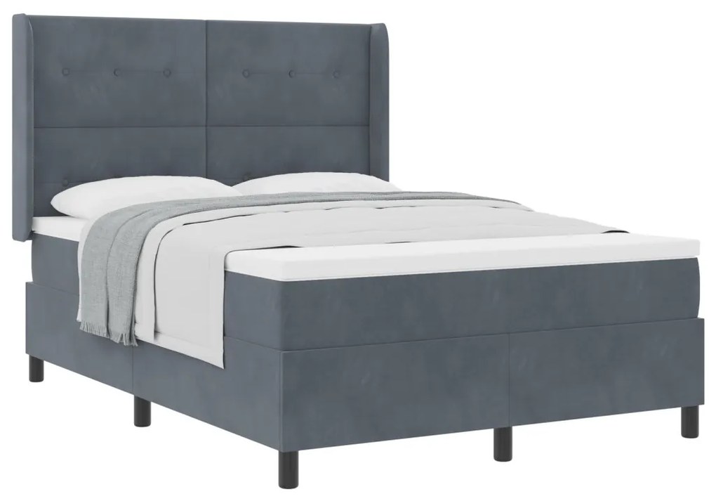 Boxspring Ágy Matrac nélkül Sötét Szürke 140x200 cm Bársonyos