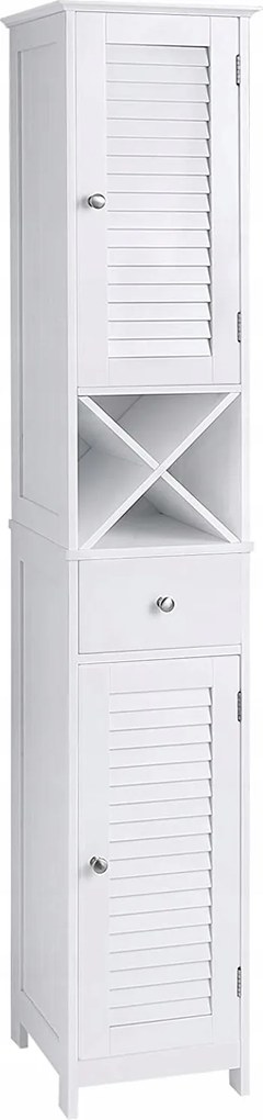 Fürdőszobai szekrény, magas, fehér, skandináv stílusú, 170 cm