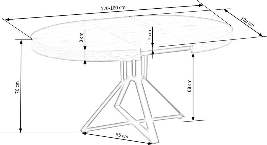 Mercy bővíthető étkezőasztal – arany tölgy / fekete 120 – 160 cm