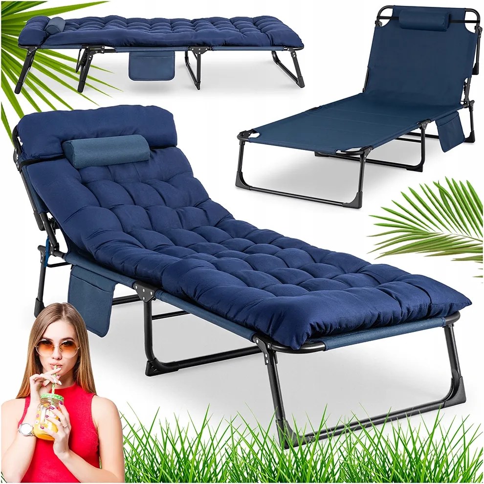 Kerti napozóágy Turista összecsukható napozóágy Venus sötétkék