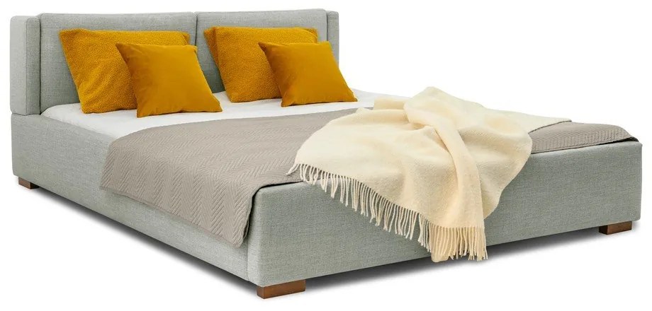 Szürke kárpitozott franciaágy ágyráccsal 180x200 cm Dreamer – Scandic