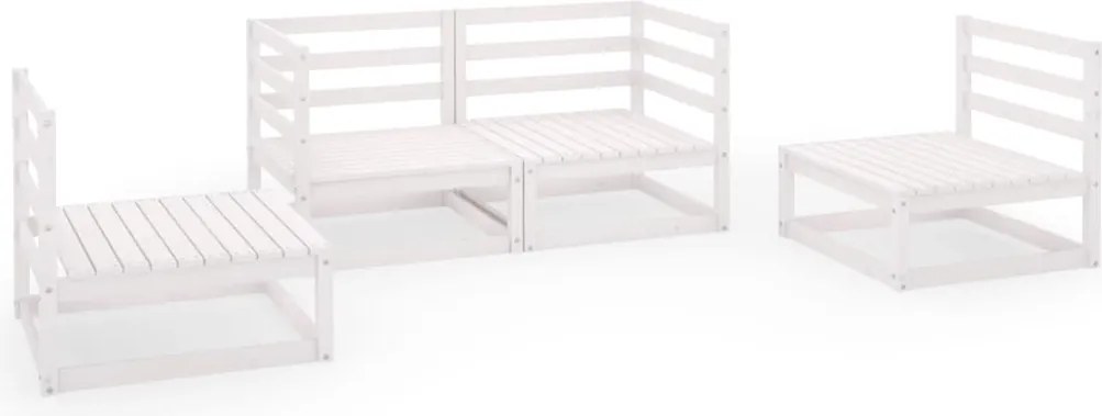 vidaXL 4 részes fehér tömör fenyőfa kerti ülőgarnitúra