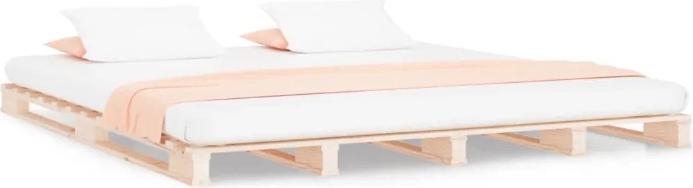 vidaXL tömör fenyőfa raklapágy 135 x 190 cm (Double)