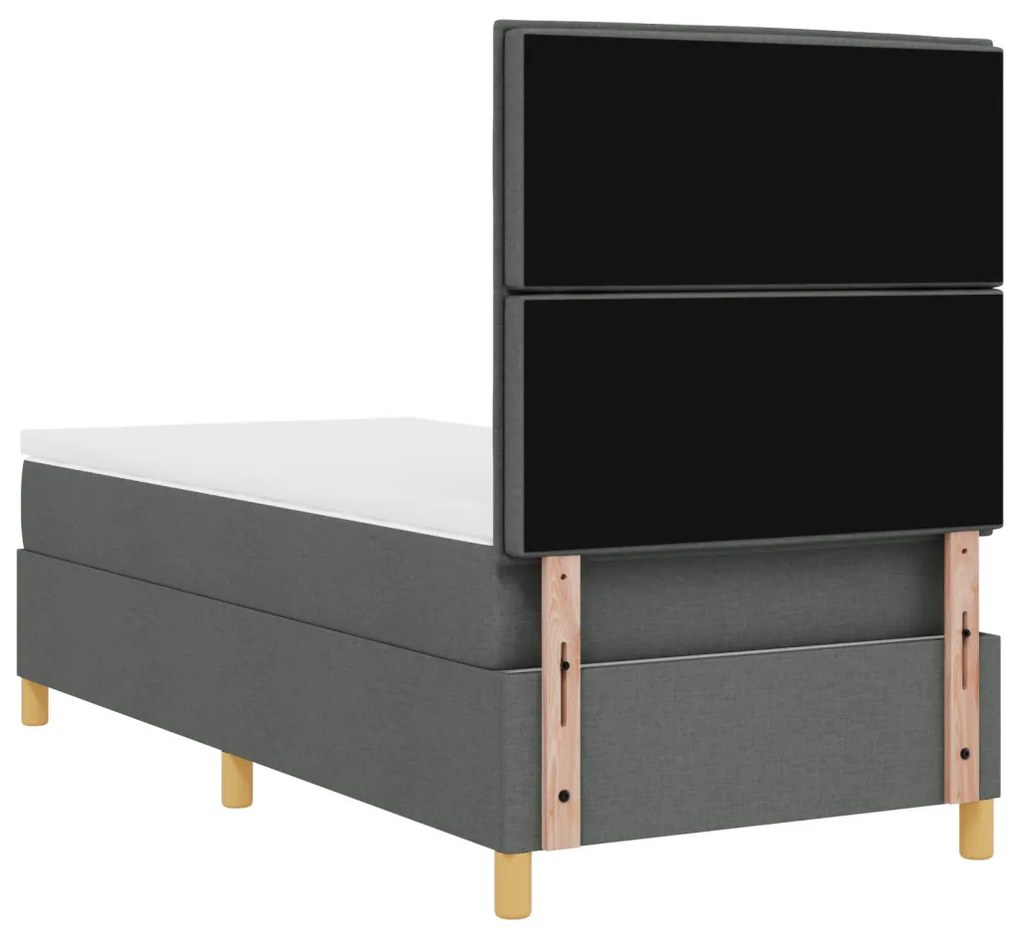 Boxspring ágy matraccal sötétszürke 100x200 cm textil
