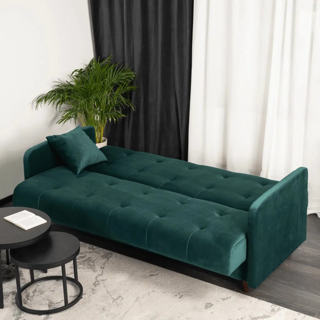 Zestaw 2x Sofa TIVOLI Zielona Welurowa