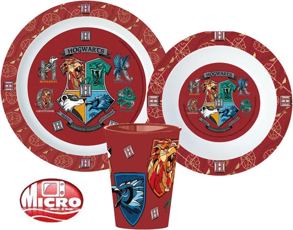 Harry Potter School Shields étkészlet, micro műanyag szett, pohárral 260 ml