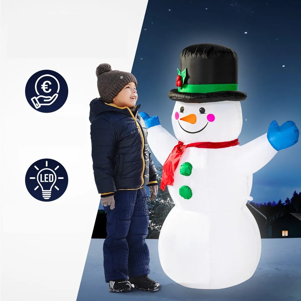 Világító Hóember felfújható, 120cm, fehér Monzana
