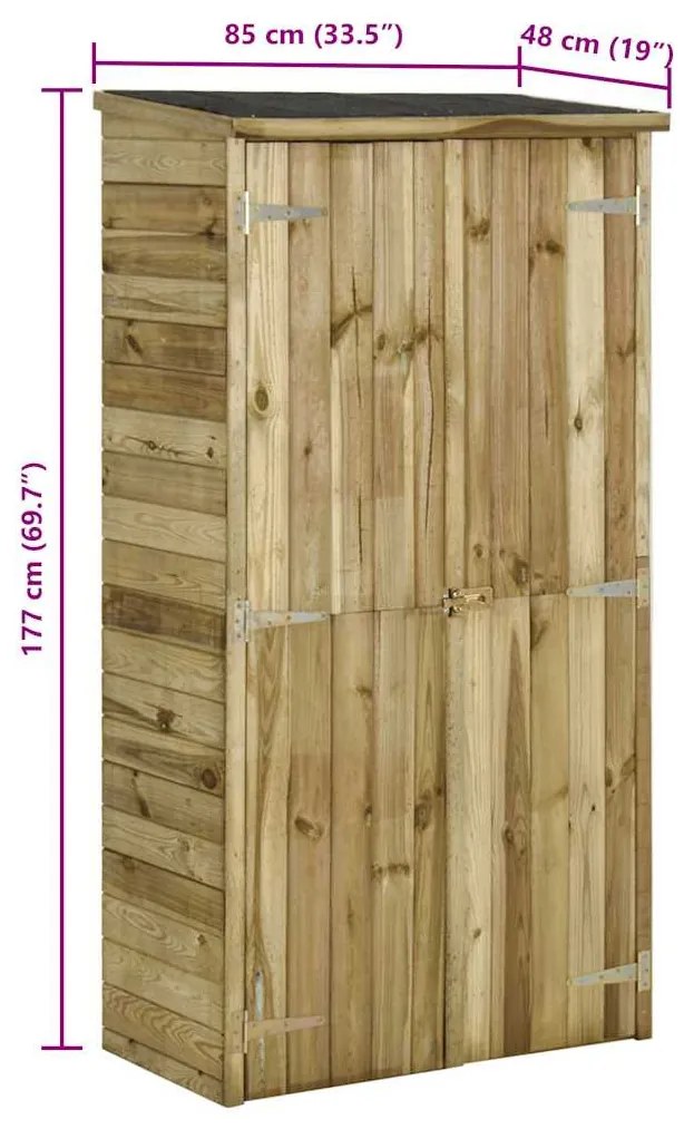 fenyőfa kerti szerszámtároló fészer 85 x 48 x 177 cm