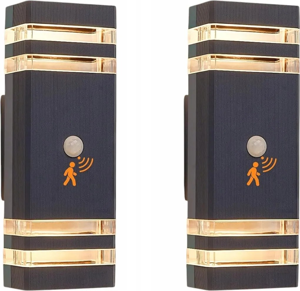 Celavy kültéri Led fali lámpa mozgásérzékelővel IP65 GU10 antracit 2 db