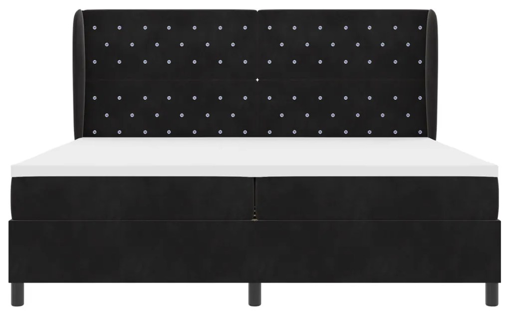 Boxspring Ágy Matrac Kárpit Fekete 200x200 cm