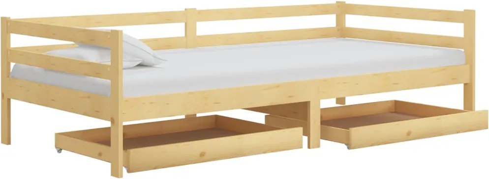 vidaXL tömör fenyőfa dívány fiókokkal 90 x 200 cm