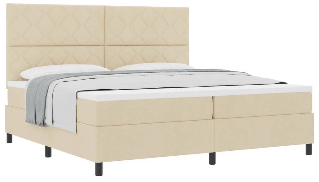 Box Spring Ágy Matracal Bézs 200x200 cm Szövet