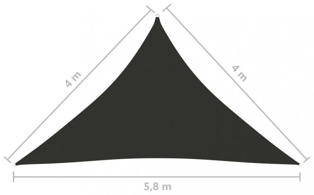 antracitszürke háromszögű oxford-szövet napvitorla 4x4x5,8 m
