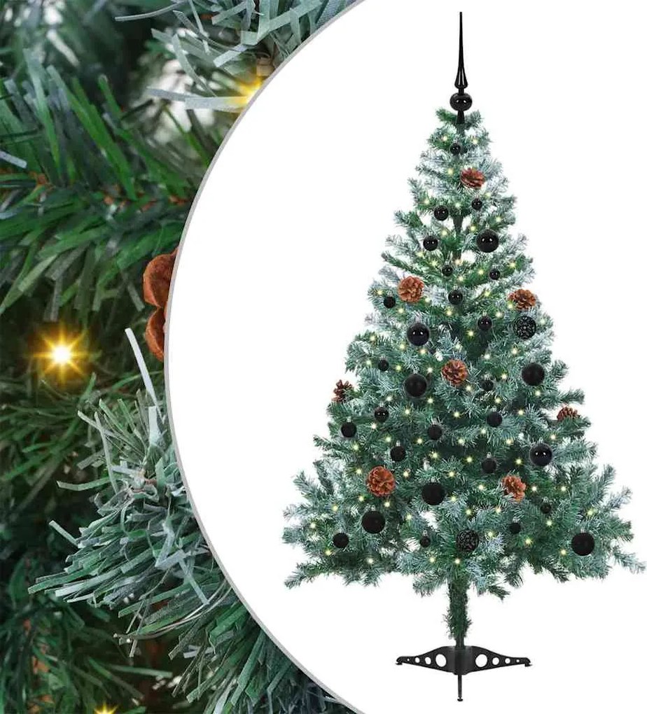 vidaXL Mű karácsonyfa 150 LED-del állvánnyal Zöld 150 cm PVC és Acél