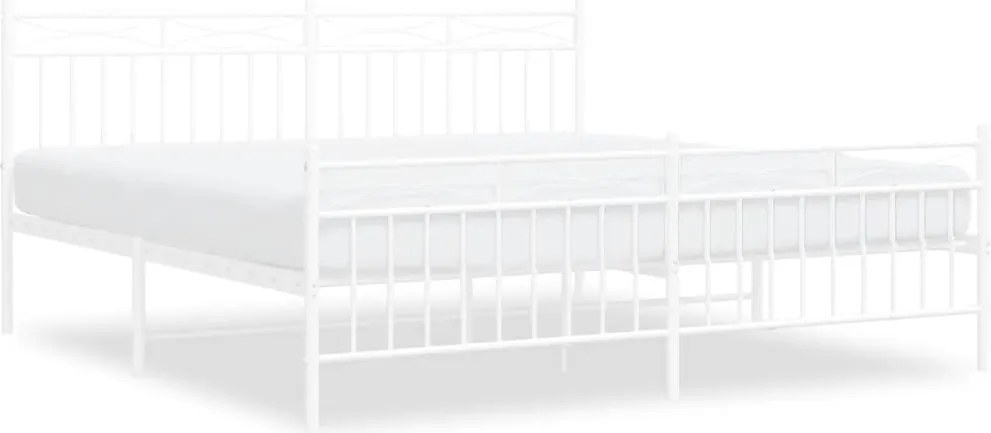 vidaXL fehér fém ágykeret fej- és lábtámlával 183 x 213 cm