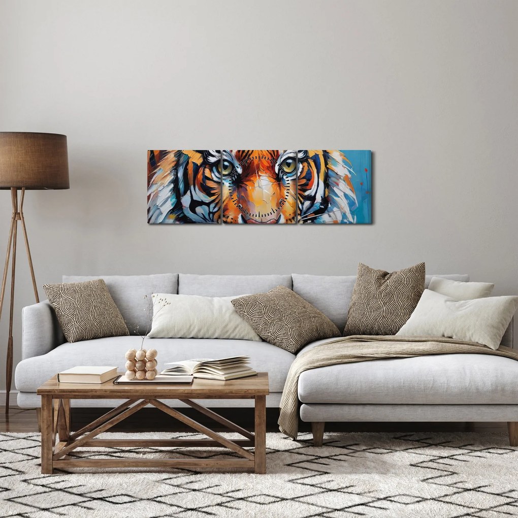 Kép - Tigris látképe, festmény (órával) (90x30 cm)