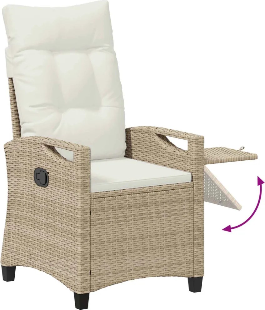Fekvő Kerti Szék Beige és krém 56 x 60 x 112 cm polirattan