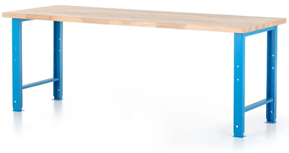 Állítható magasságú műhelyasztal Basic, 220 x 80 cm, kék - ral 5012