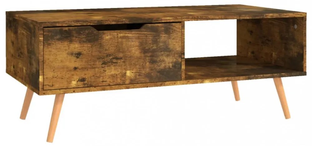 füstös tölgy színű szerelt fa dohányzóasztal 100 x 49,5 x 43 cm