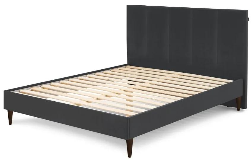 Vivara Dark sötétszürke bársony kétszemélyes ágy, 160 x 200 cm - Bobochic Paris