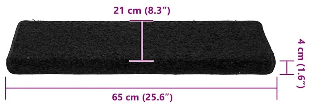 30 db fekete lépcsőszőnyeg 65 x 21 x 4 cm