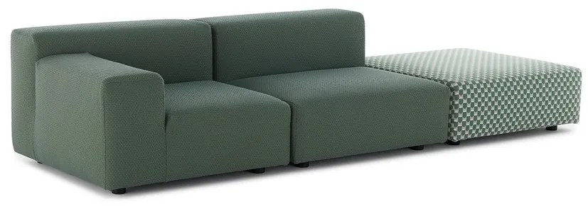 Kartell Liberty dizájner kerti kanapé OBI CHECK puffal – stílus és kényelem a teraszon szín: bézs kékkel