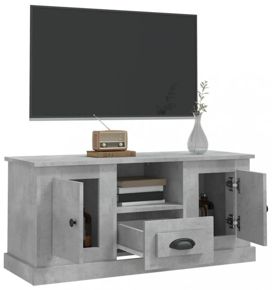 betonszürke szerelt fa TV-szekrény 100 x 35,5 x 45 cm